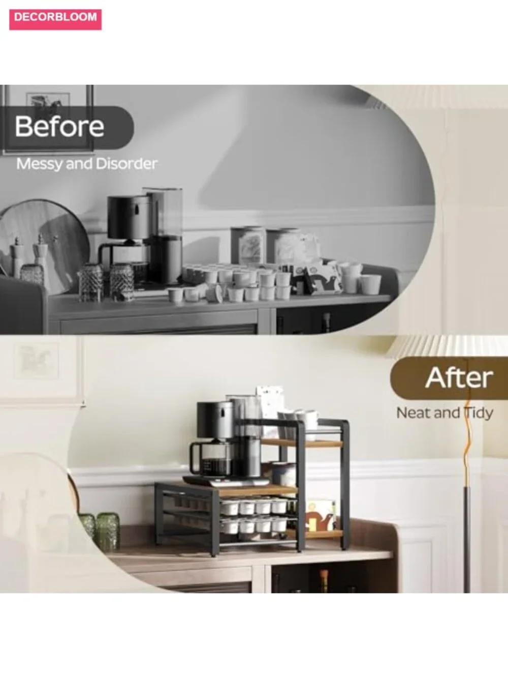 Coffee Pod Holder with 2-Tier Sliding Drawer, 56 Pods Capacity